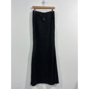 Fashion Nova NWT Black Unconventional Lace Sheer Maxi Skirt Womens Medium Boho